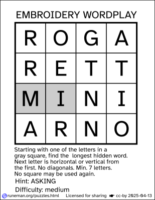 embroidery word search