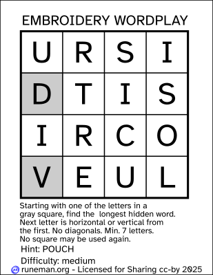 embroidery word search