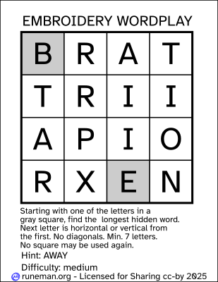 embroidery word search