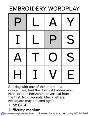 embroidery word search