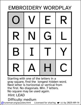 embroidery word search