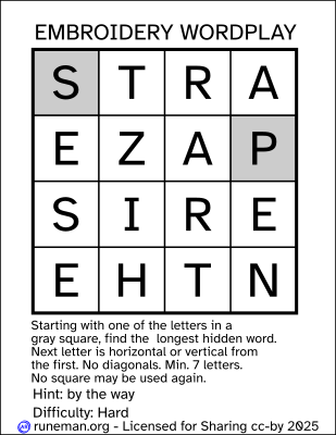 embroidery word search