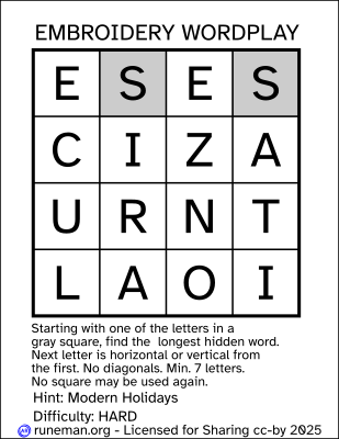 embroidery word search