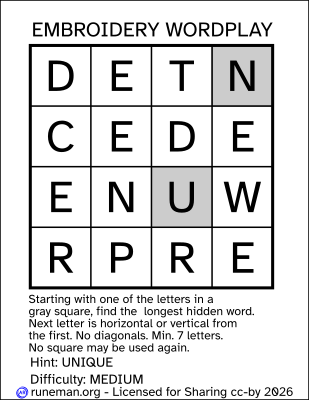 embroidery word search