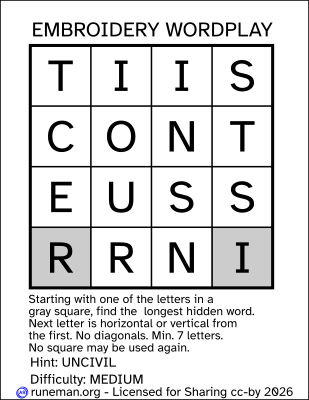 embroidery word search