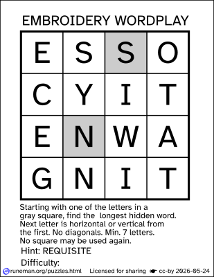 embroidery word search