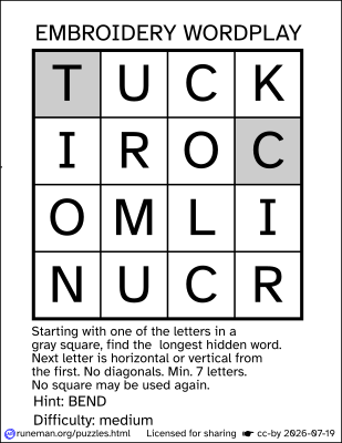embroidery word search