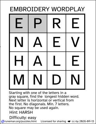 embroidery word search