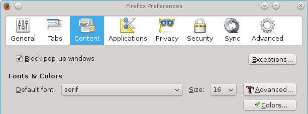 font settings
